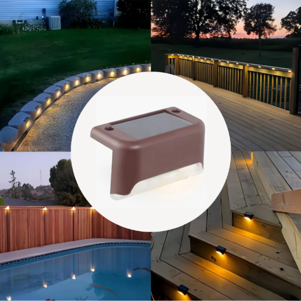 Warmweiße LED Solar-Stufenlichter, wasserdicht, Garten & Terrasse