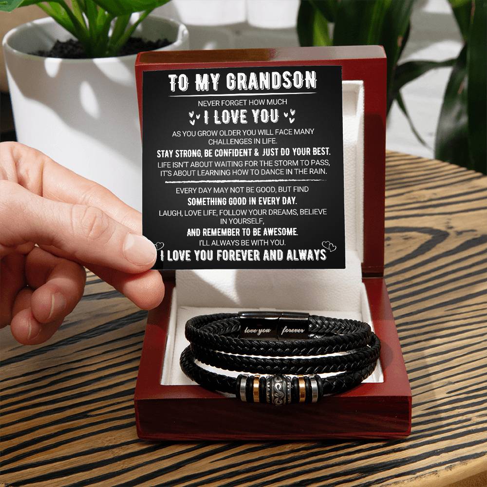 To My Grandson – Love You Forever Halskette – Schwarzes Design – Geschenk für Enkel