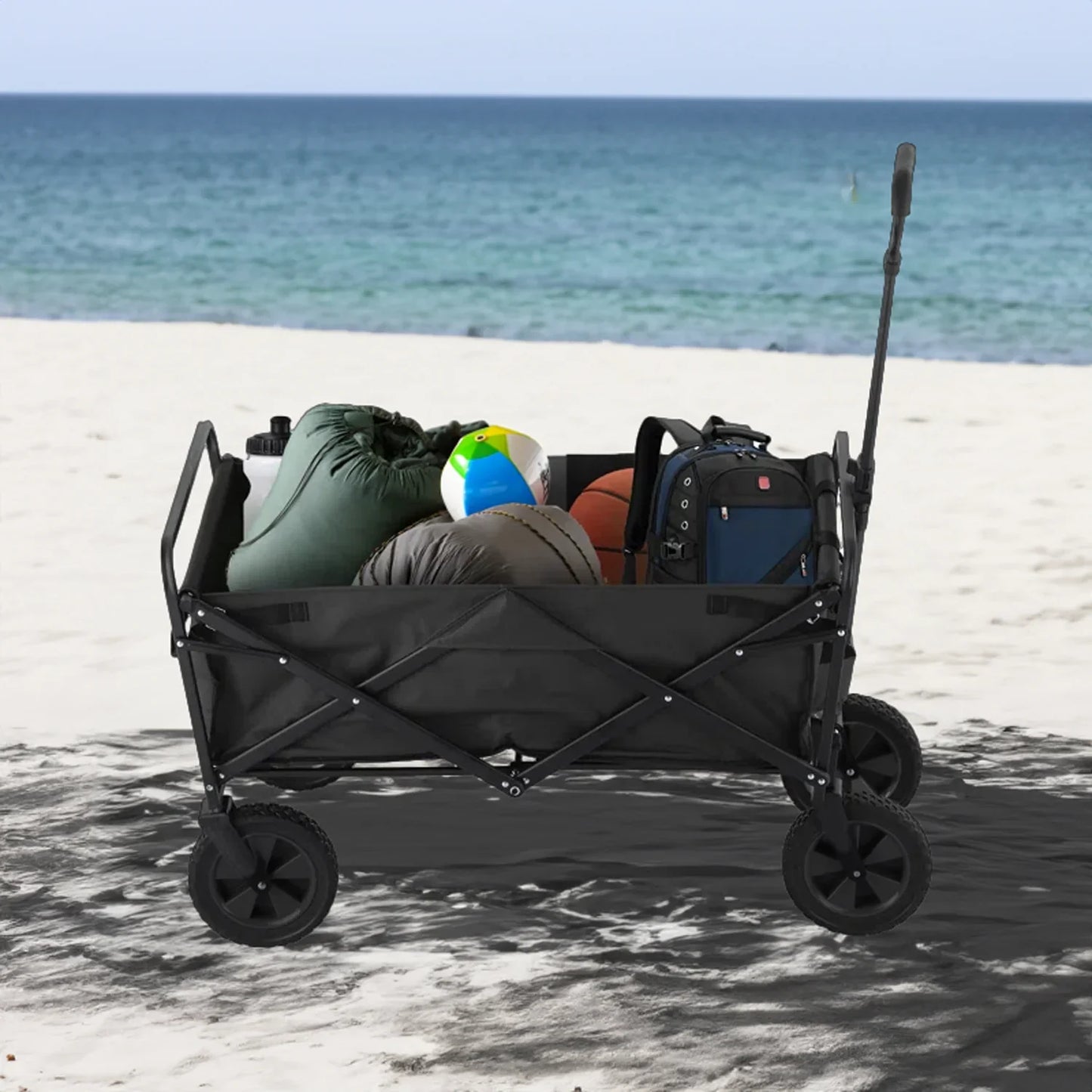 Faltbarer Gartenwagen, 150kg Traglast, Teleskopgriff, 360° Räder, Outdoor