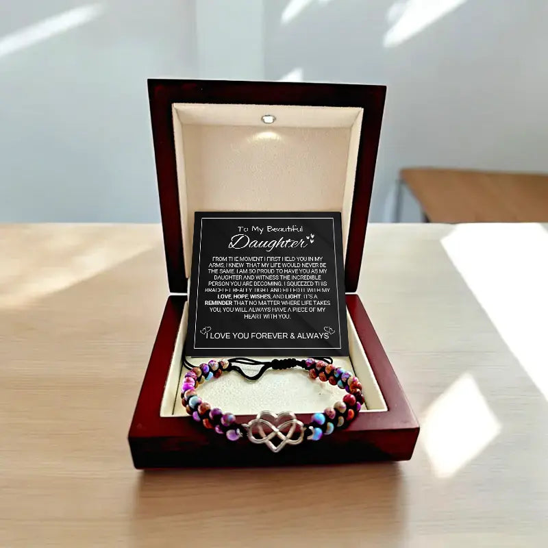 To My Daughter – Love You Forever Halskette – Geschenk für Tochter – Schwarzes Design mit Zirkonia