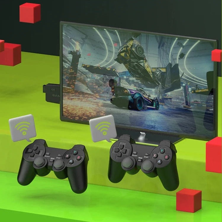 4K Retro Spielekonsole, Stick & Dual Wireless Controller Set