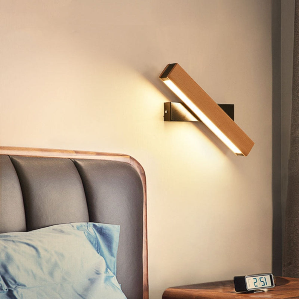 Moderne LED-Wandlampe mit drehbarem Holzdesign – Energiesparend und verstellbar