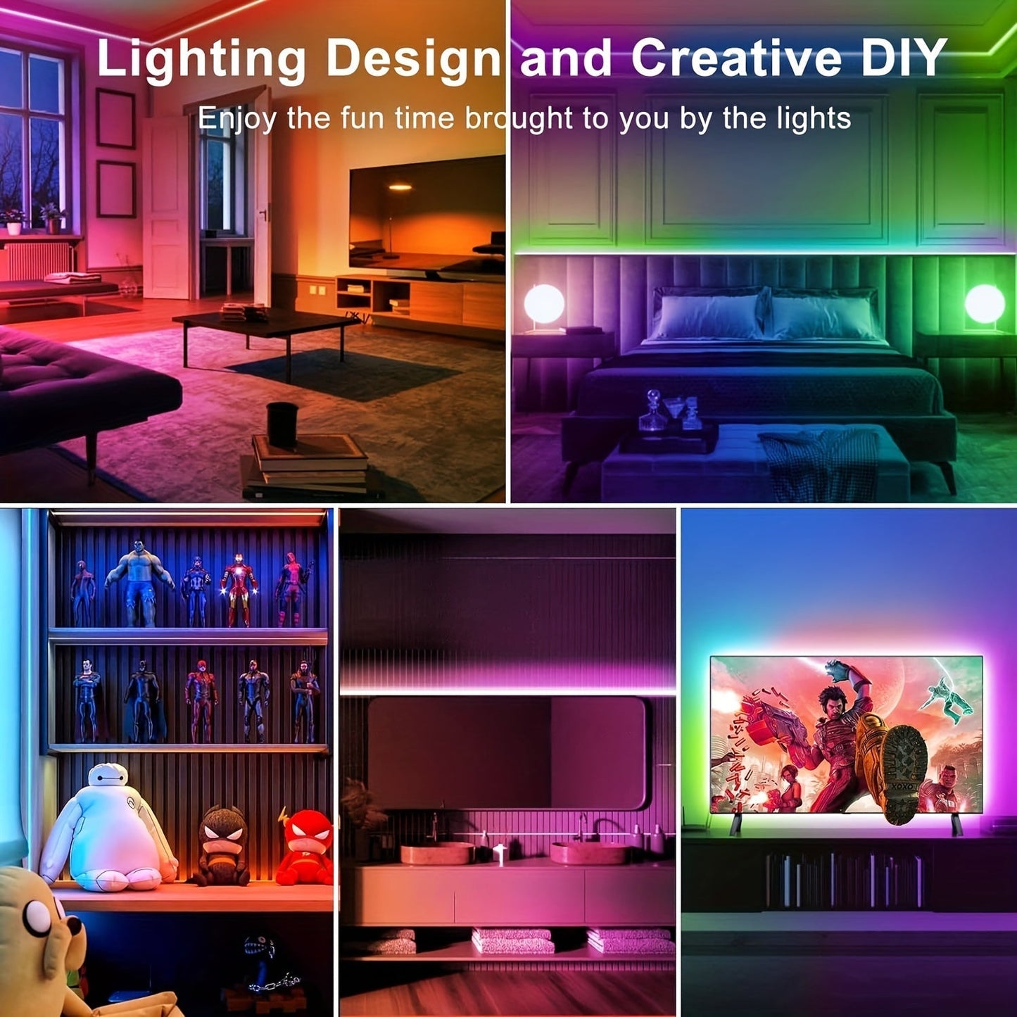 LED Strip Lights, Farbwechsel, App-Steuerung