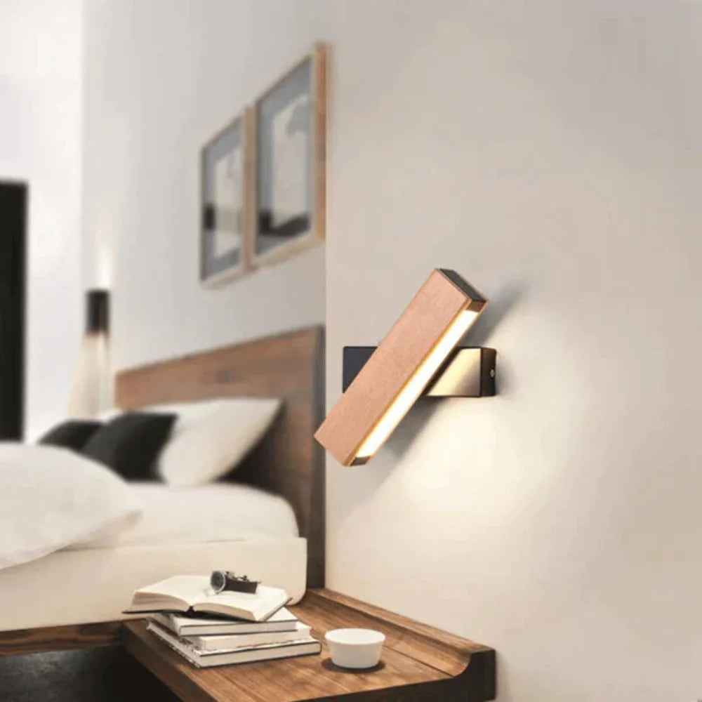 Moderne LED-Wandlampe mit drehbarem Holzdesign – Energiesparend und verstellbar