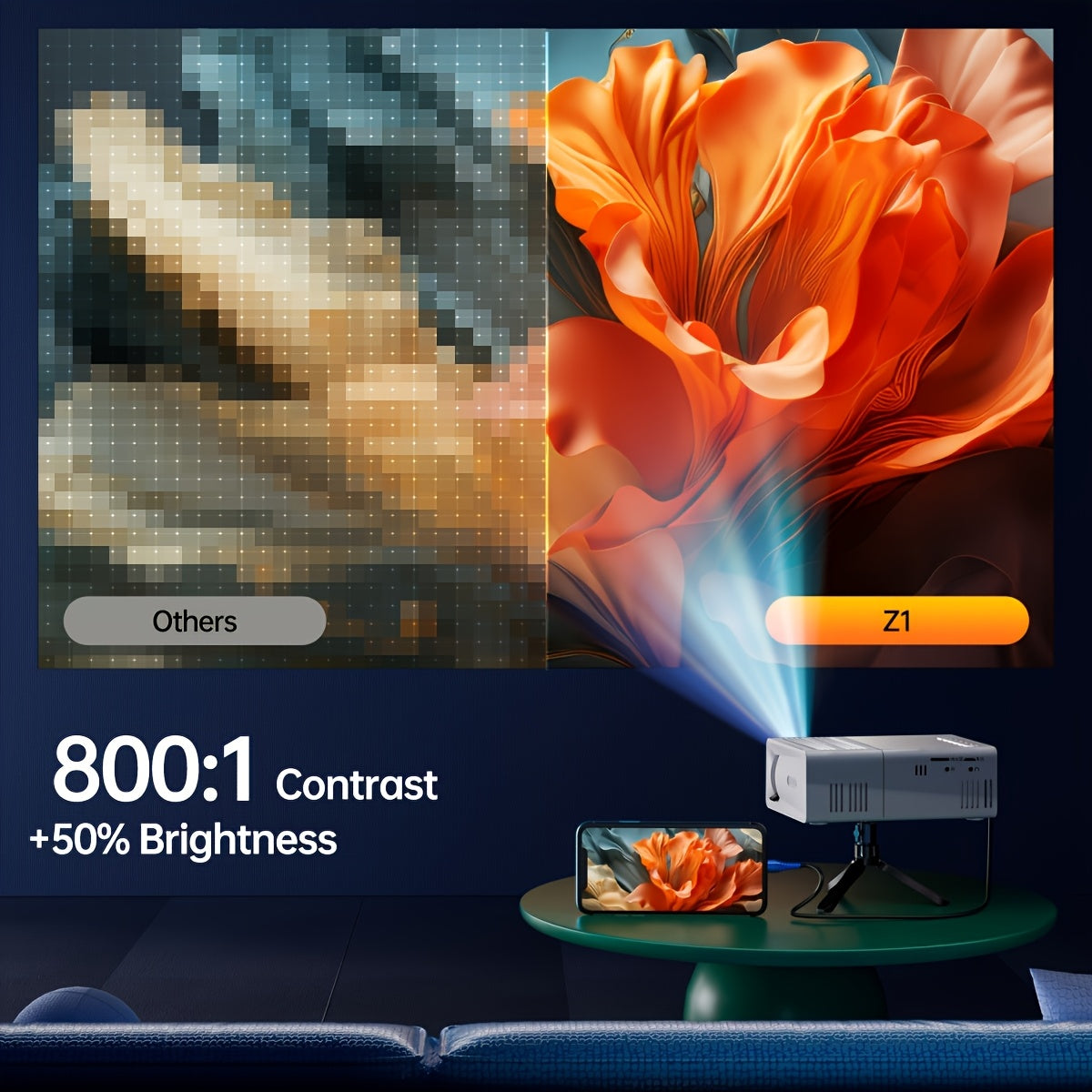 Tragbarer Mini Projektor, Heimkino Display, kompakt